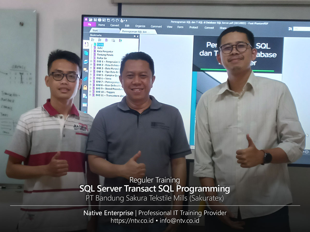 SQL Server Transact SQL Programming Training bersama Bandung Sakuratex Textile Mills